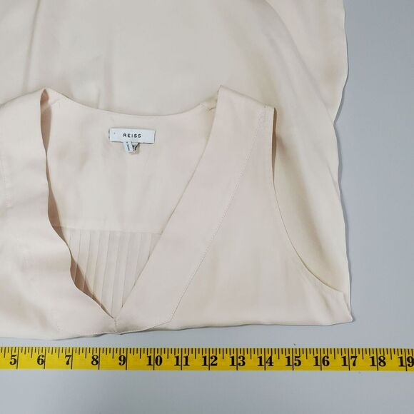 Reiss Womens Jorja Silk Top Size 2 V-Neck Racerback Cream Ivory Sleeveless FLAW - Picture 8 of 9